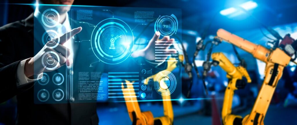 Advanced robot arm system for digital industry and factory robotic technology